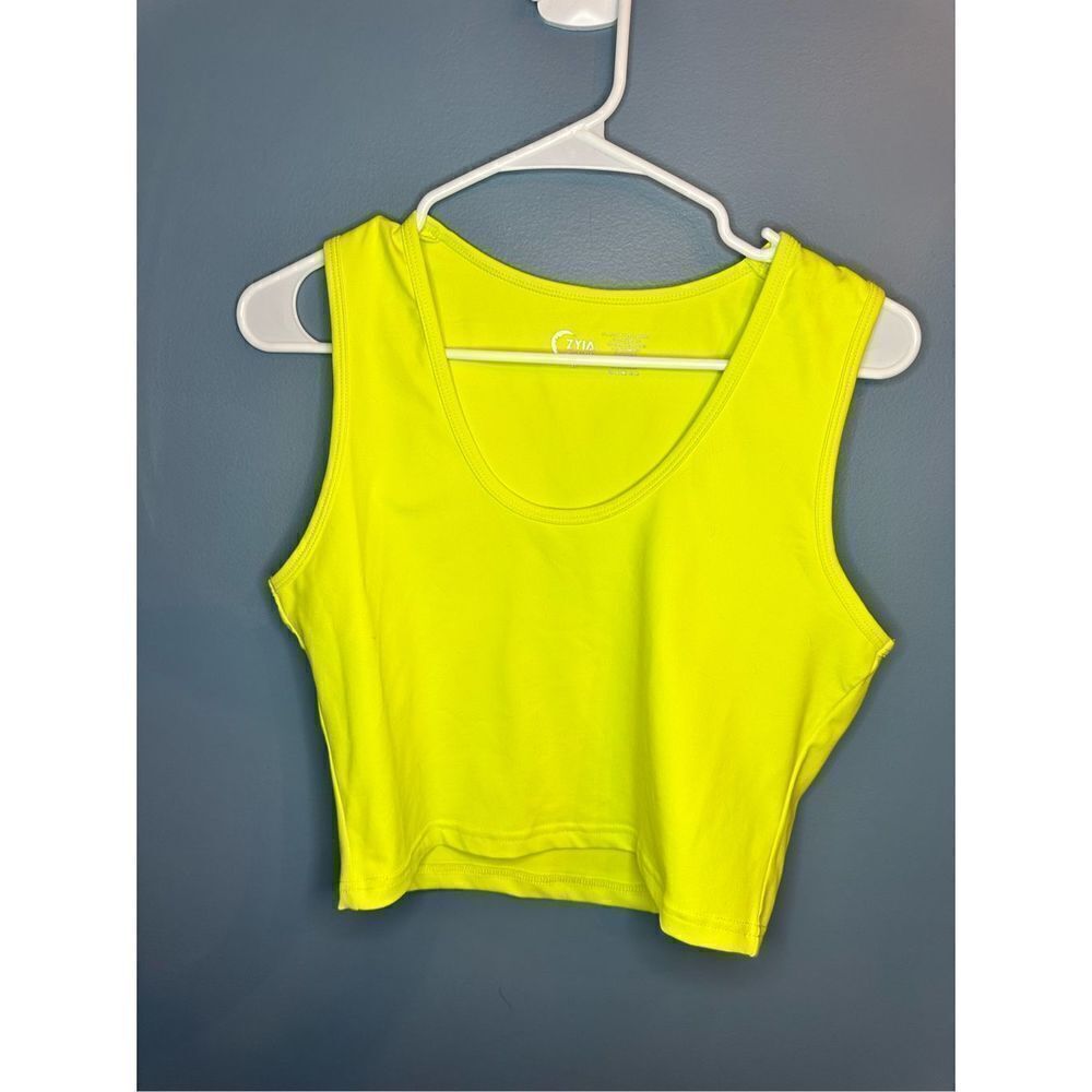 Zyia Active Women's Yellow Crew Neck Pullover Cropped Tank Top Size XL